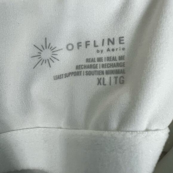 Aerie Crop Top Womens XL White Knot Twist Front Stretch Clean Girl Athleisure - Picture 3 of 4